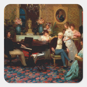 Chopin Klavier spielen Quadratischer Aufkleber