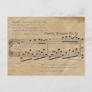 Chopin Nocturne Notenblatt Französischer Text Postkarte