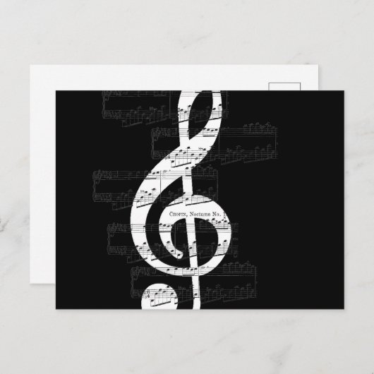 Chopin Opus 9 No 1 Treble Clef Romantische Nocturn Postkarte (Vorne/Hinten)