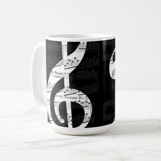 Chopin Romantic Nocturne Treble Clef. 9, Nr. 1 Kaffeetasse (Vorderseite Links)