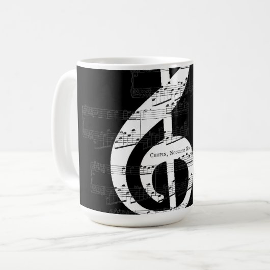 Chopin Romantic Nocturne Treble Clef. 9, Nr. 1 Kaffeetasse (Vorderseite Links)