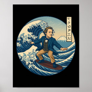 Chopins klinischer Musiker Ukiyo-e Surfen Katakana Poster