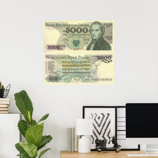 Chopins Portrait auf dem Poster der polnischen Wäh (Heimbüro)