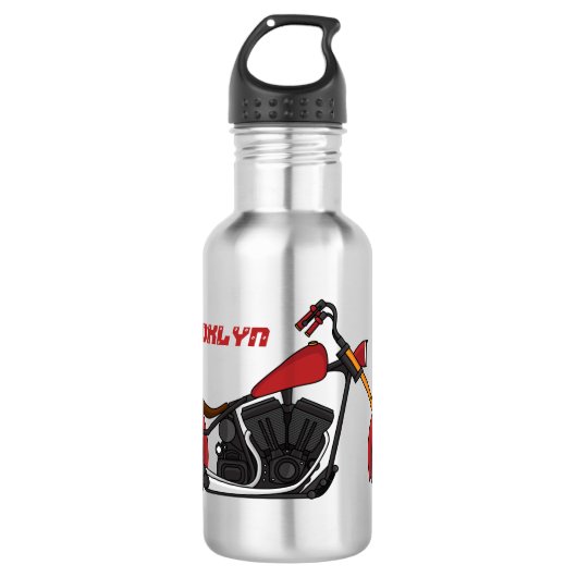 Chopper-Art Motorrad-Abbildung Edelstahlflasche (Vorderseite)