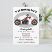 Chopper-Art Motorrad-Abbildung Einladung (Stehend Vorderseite)