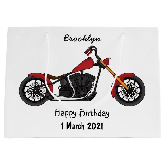 Chopper-Art Motorrad-Abbildung Große Geschenktüte (Vorderseite)