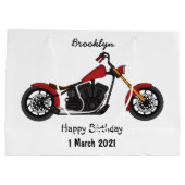 Chopper-Art Motorrad-Abbildung Große Geschenktüte (Rückseite)