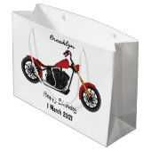 Chopper-Art Motorrad-Abbildung Große Geschenktüte (Rückseite Schrägansicht)