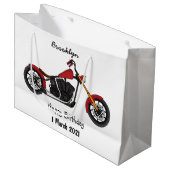 Chopper-Art Motorrad-Abbildung Große Geschenktüte (Vorderseite Schrägansicht)