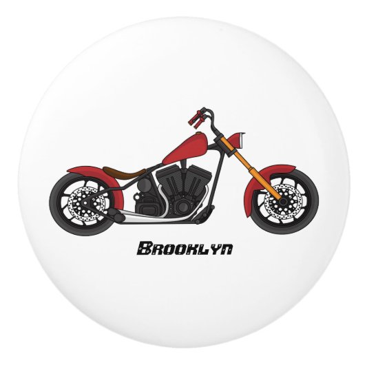 Chopper-Art Motorrad-Abbildung Keramikknauf (Vorderseite)