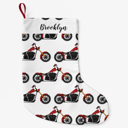 Chopper-Art Motorrad-Abbildung Kleiner Weihnachtsstrumpf (Vorderseite)