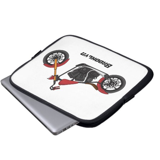 Chopper-Art Motorrad-Abbildung Laptopschutzhülle (Vorne Knopf)