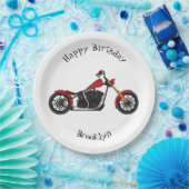 Chopper-Art Motorrad-Abbildung Pappteller (Party)