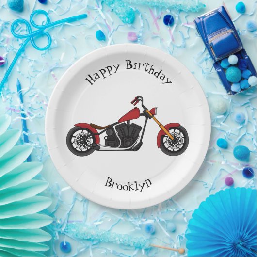 Chopper-Art Motorrad-Abbildung Pappteller (Party)