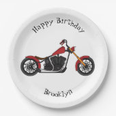 Chopper-Art Motorrad-Abbildung Pappteller (Vorderseite)