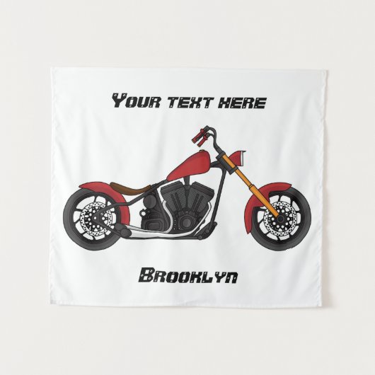 Chopper-Art Motorrad-Abbildung Wandteppich (Vorderseite (Horizontal))