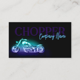 Chopper Bike Neon Light Simple Black Business Card Visitenkarte