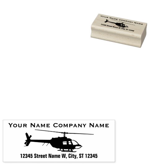 Chopper-Hubschrauber-Silhouette mit 2 Textzeilen Gummistempel (Stempel)