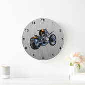 Chopper mit gebürstetem Metallaussehen Große Wanduhr (Zuhause)