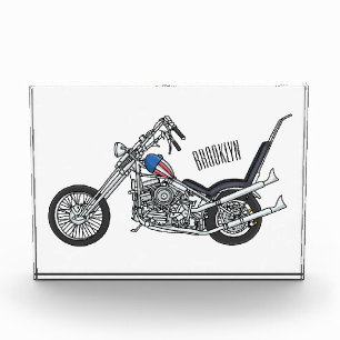 Chopper Motorcycle 1950 cartoon illustration Fotoblock