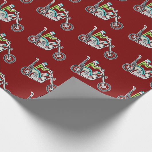 Chopper Motorcycle Stickman Geschenkpapier (Ecke)