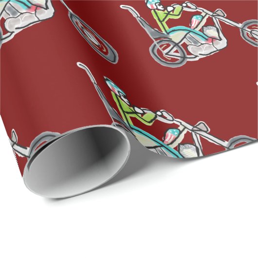 Chopper Motorcycle Stickman Geschenkpapier (Rolleneckpunkt)
