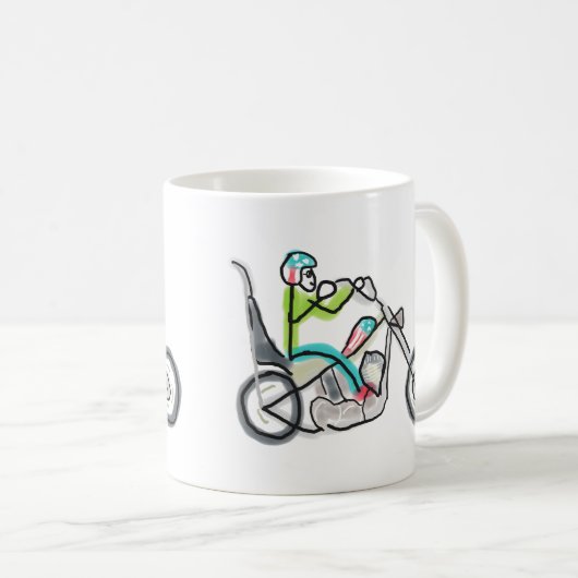 Chopper Motorcycle Stickman Kaffeetasse (VorderseiteRechts)
