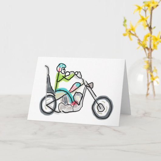 Chopper Motorcycle Stickman Karte (Gelbe Blume)