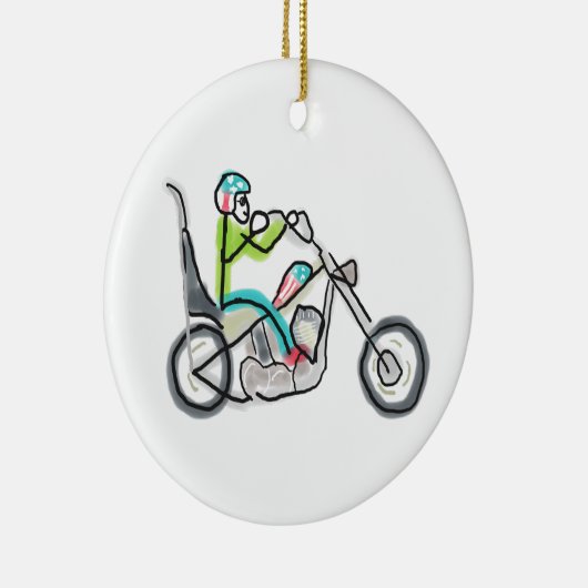 Chopper Motorcycle Stickman Keramik Ornament (Rechts)