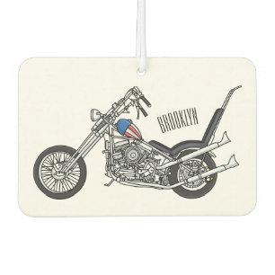 Chopper Motorrad 1950 Cartoon Abbildung Autolufterfrischer