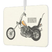 Chopper Motorrad 1950 Cartoon Abbildung Autolufterfrischer (Links)