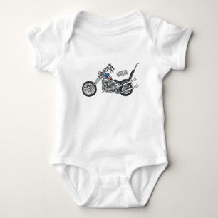 Chopper Motorrad 1950 Cartoon Abbildung Baby Strampler