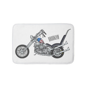 Chopper Motorrad 1950 Cartoon Abbildung Badematte