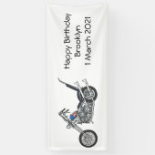 Chopper Motorrad 1950 Cartoon Abbildung Banner (Vertikal)