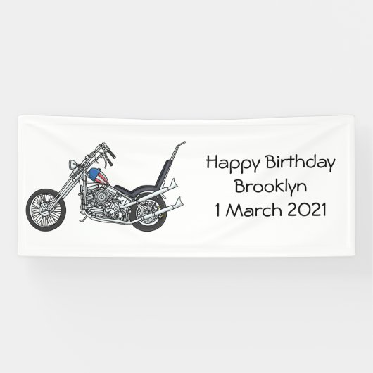 Chopper Motorrad 1950 Cartoon Abbildung Banner (Horizontal)