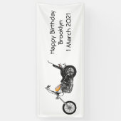 Chopper Motorrad 1950 Cartoon Abbildung Banner (Vertikal)