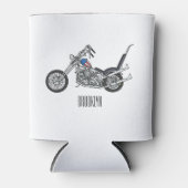 Chopper Motorrad 1950 Cartoon Abbildung Dosenkühler (Vorderseite)