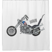Chopper Motorrad 1950 Cartoon Abbildung Duschvorhang (Vorderseite)