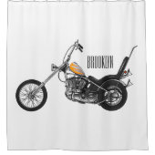 Chopper Motorrad 1950 Cartoon Abbildung Duschvorhang (Vorderseite)