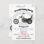 Chopper Motorrad 1950 Cartoon Abbildung Einladung (Vorne/Hinten)