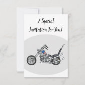 Chopper Motorrad 1950 Cartoon Abbildung Einladung (Rückseite)