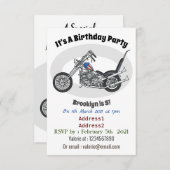 Chopper Motorrad 1950 Cartoon Abbildung Einladung (Vorne/Hinten)