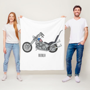 Chopper Motorrad 1950 Cartoon Abbildung Fleecedecke