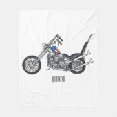 Chopper Motorrad 1950 Cartoon Abbildung Fleecedecke (Vorderseite)