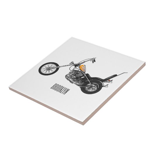 Chopper Motorrad 1950 Cartoon Abbildung Fliese (Seite)
