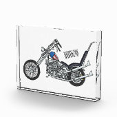 Chopper Motorrad 1950 Cartoon Abbildung Fotoblock (Rechts)