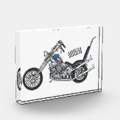 Chopper Motorrad 1950 Cartoon Abbildung Fotoblock (Links)