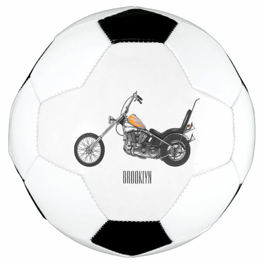 Chopper Motorrad 1950 Cartoon Abbildung Fußball (Vorderseite)