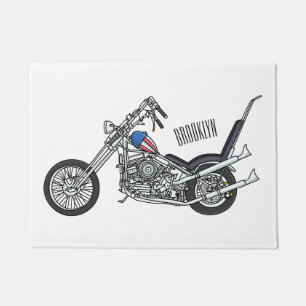 Chopper Motorrad 1950 Cartoon Abbildung Fußmatte
