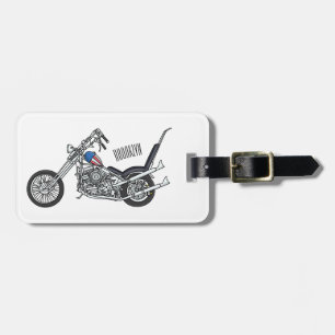 Chopper Motorrad 1950 Cartoon Abbildung Gepäckanhänger